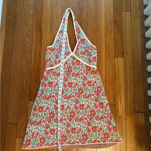 Floral Halter Dress with Red and Green Pattern (Zara)